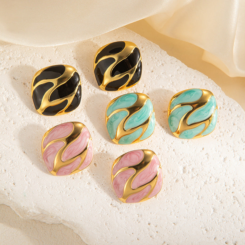 Women's Luxury Geometric High-grade Golden Dripping Fashionable Earrings