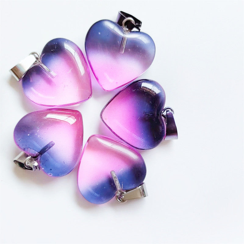 Stone Love Crystal Agate Heart Peach Pendants