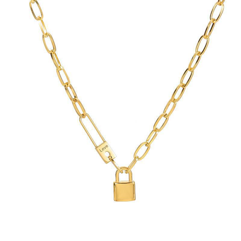 Women's Hop High-grade Lock For Trendy Gold Color Necklaces