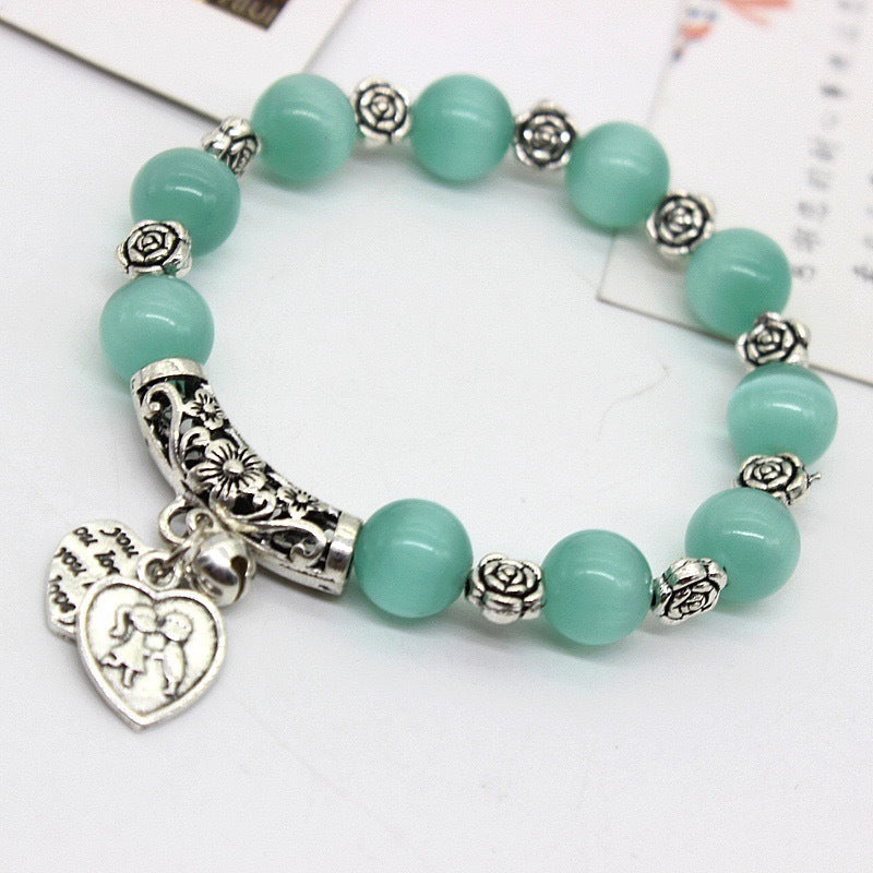 Women's Sier Hand Ethnic Style Handmade Beaded Opal String Bracelet