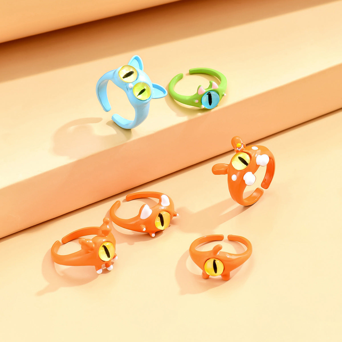 Monster Black Cat Female Dopamine Big Eyes Couple Little Finger Ring