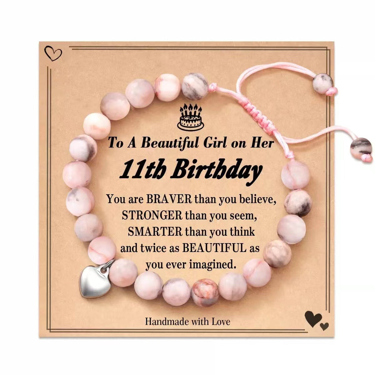 Pink Zebra Cat's Paw Birthday Gift Woven Bracelets