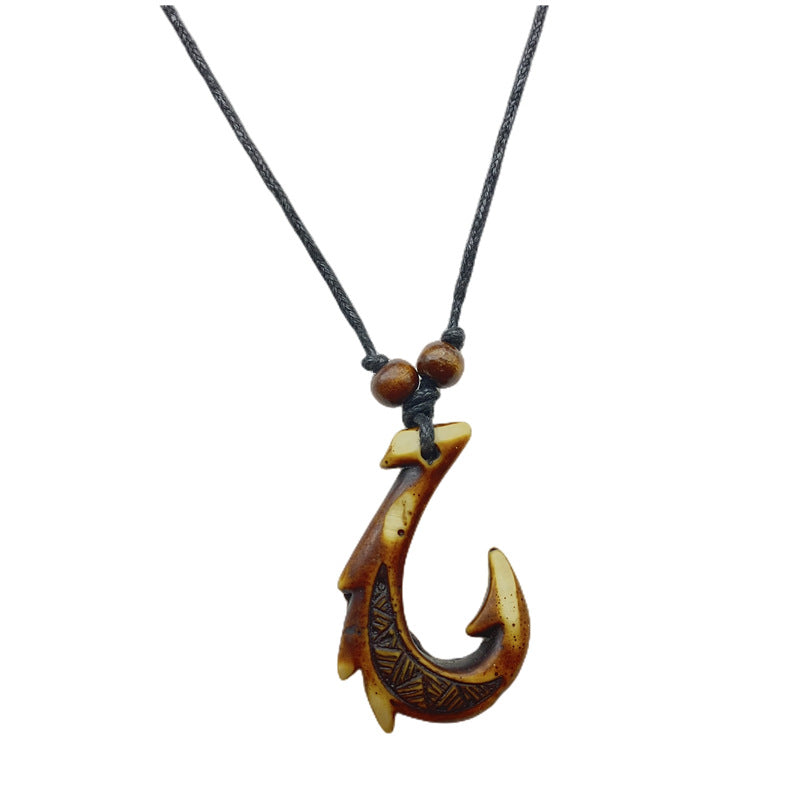 Accessories Vintage Resin Maori Fishhook Imitation Necklaces