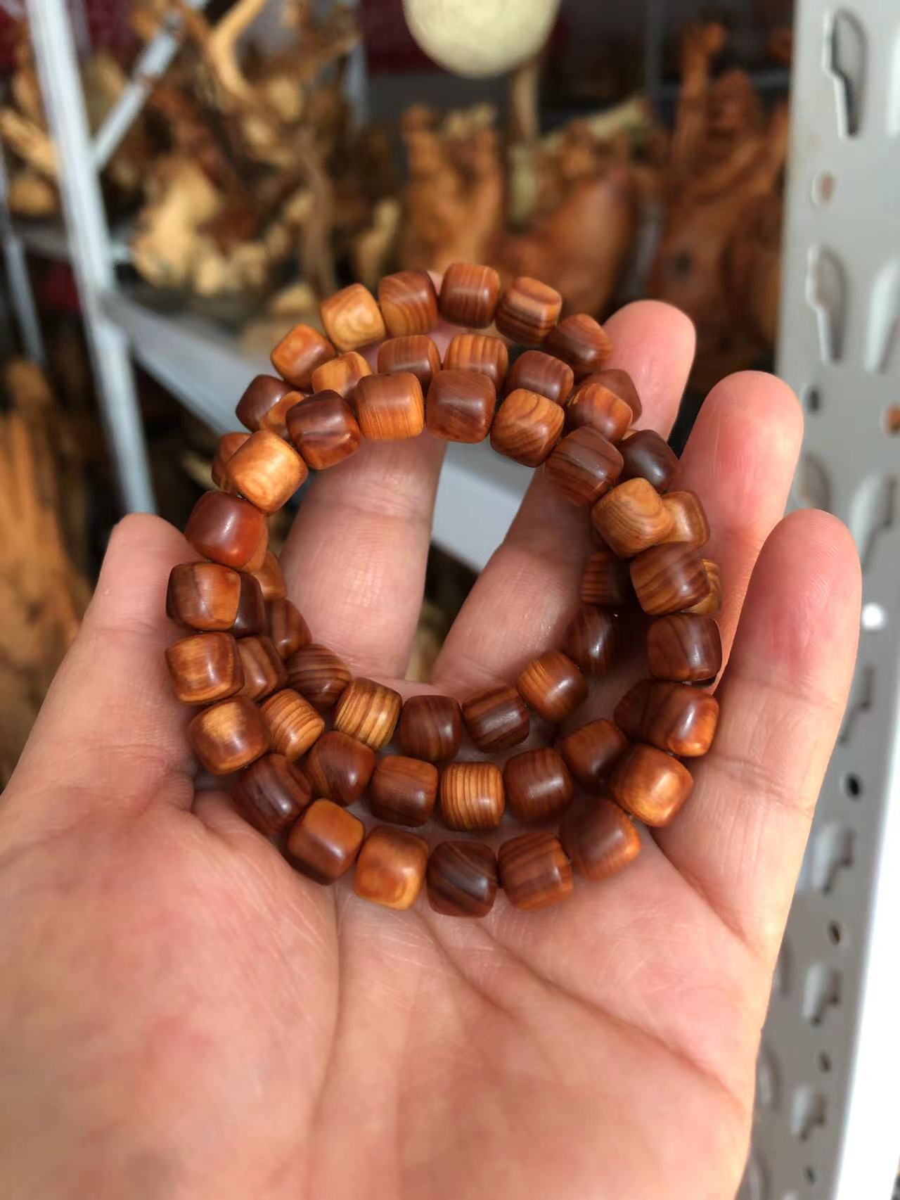Black Oil High Density Wooden Prayer Beads Gentiana Pattern Bracelet
