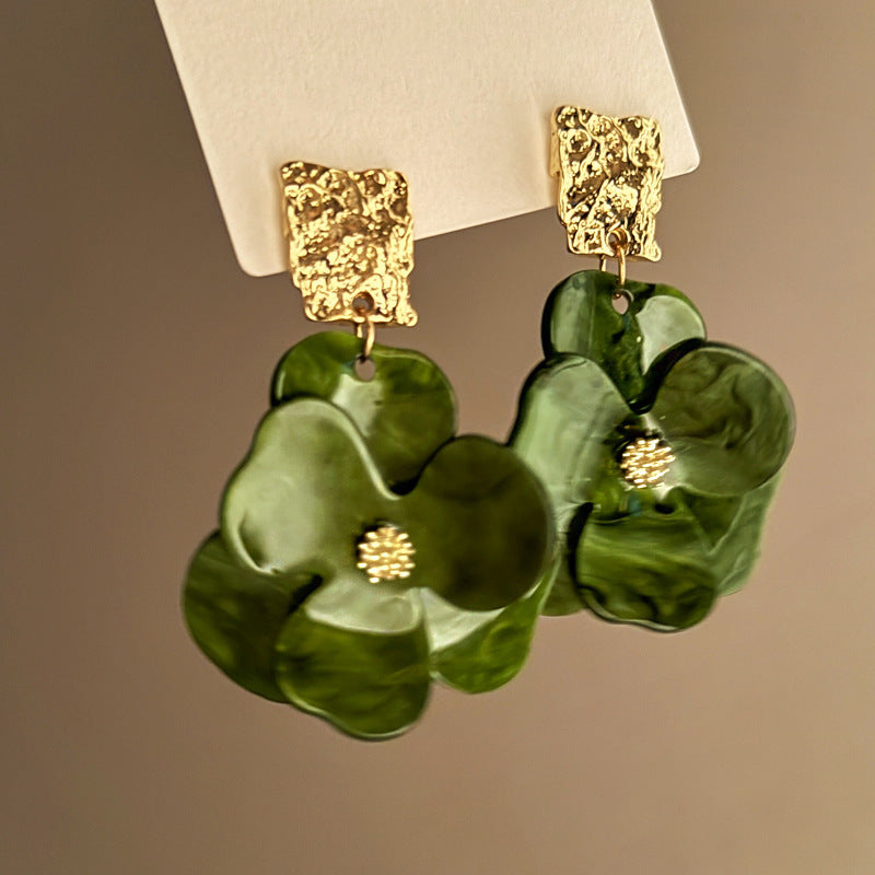Women's Flower Shell Tassel Light Luxury High-grade Earrings