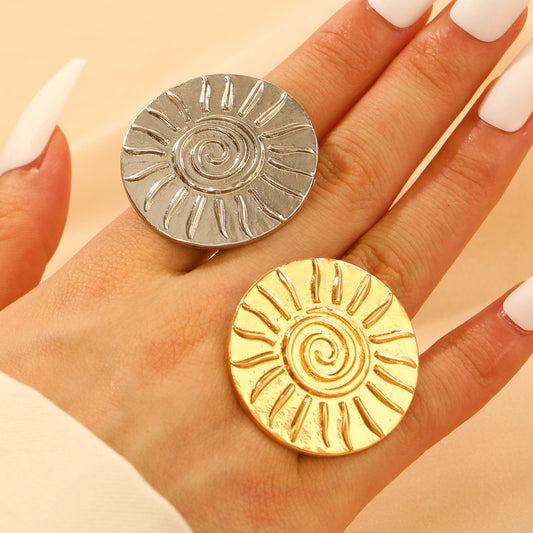 Open Female Niche Retro Geometric Irregular Rings