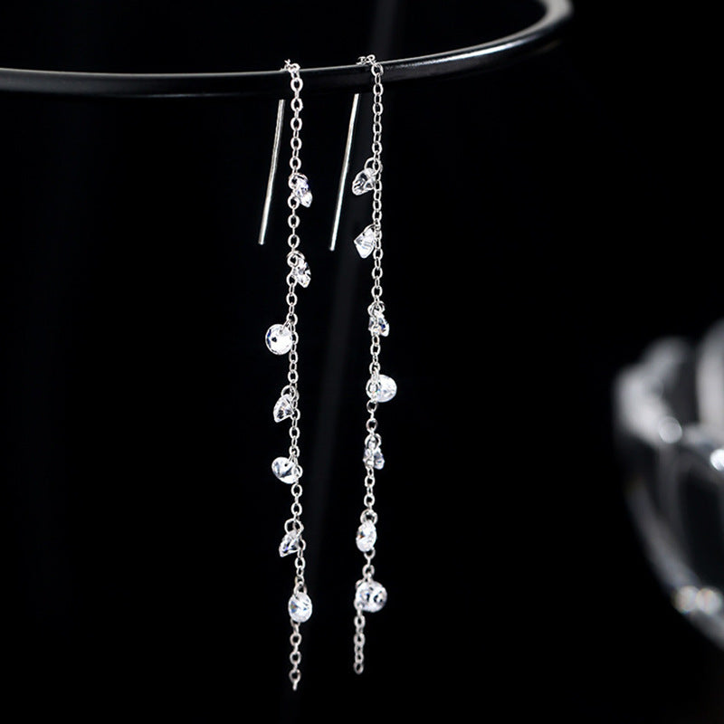 Tassel Female Fairy Temperamental Design Zircon Earrings