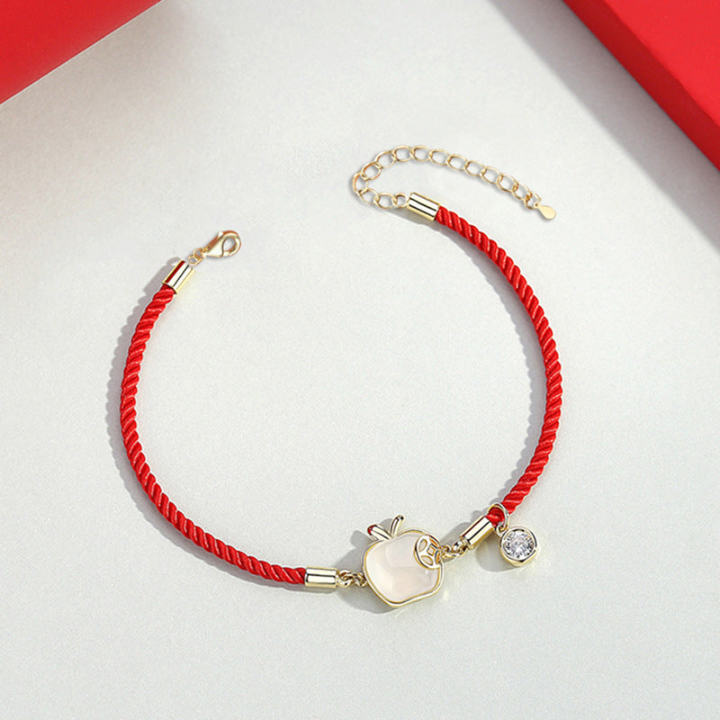 Christmas Gift Creative Apple Red Rope Bracelets