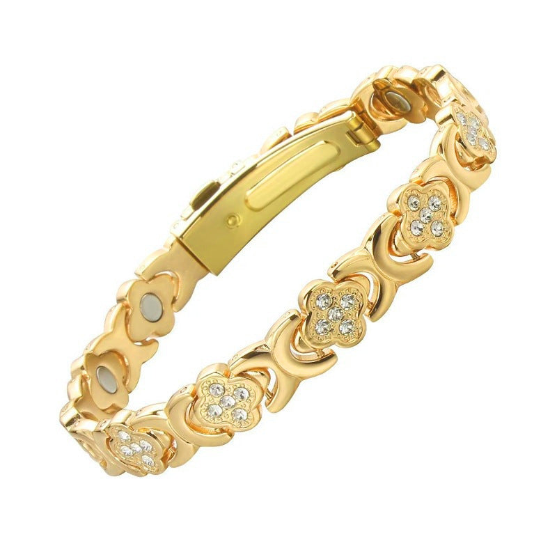 Women's & Men's Fashion Temperament Clover Single Row Magnet Simple Bracelets