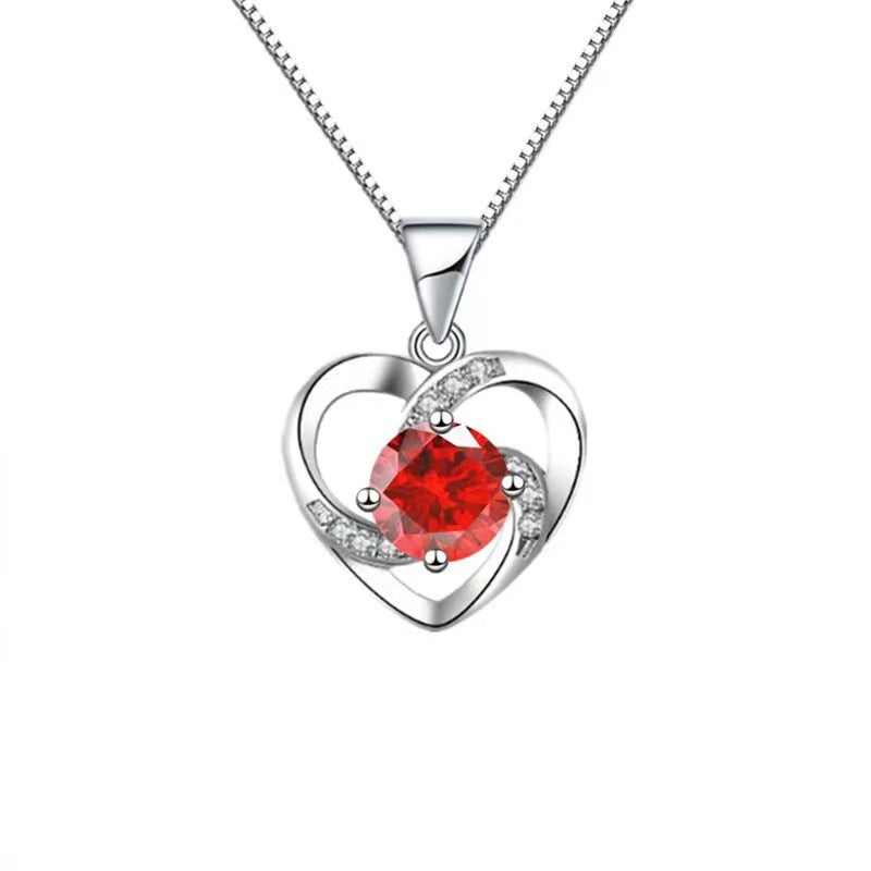 Gem Female With Hearts Colorful Inlaid Diamond Design Necklaces