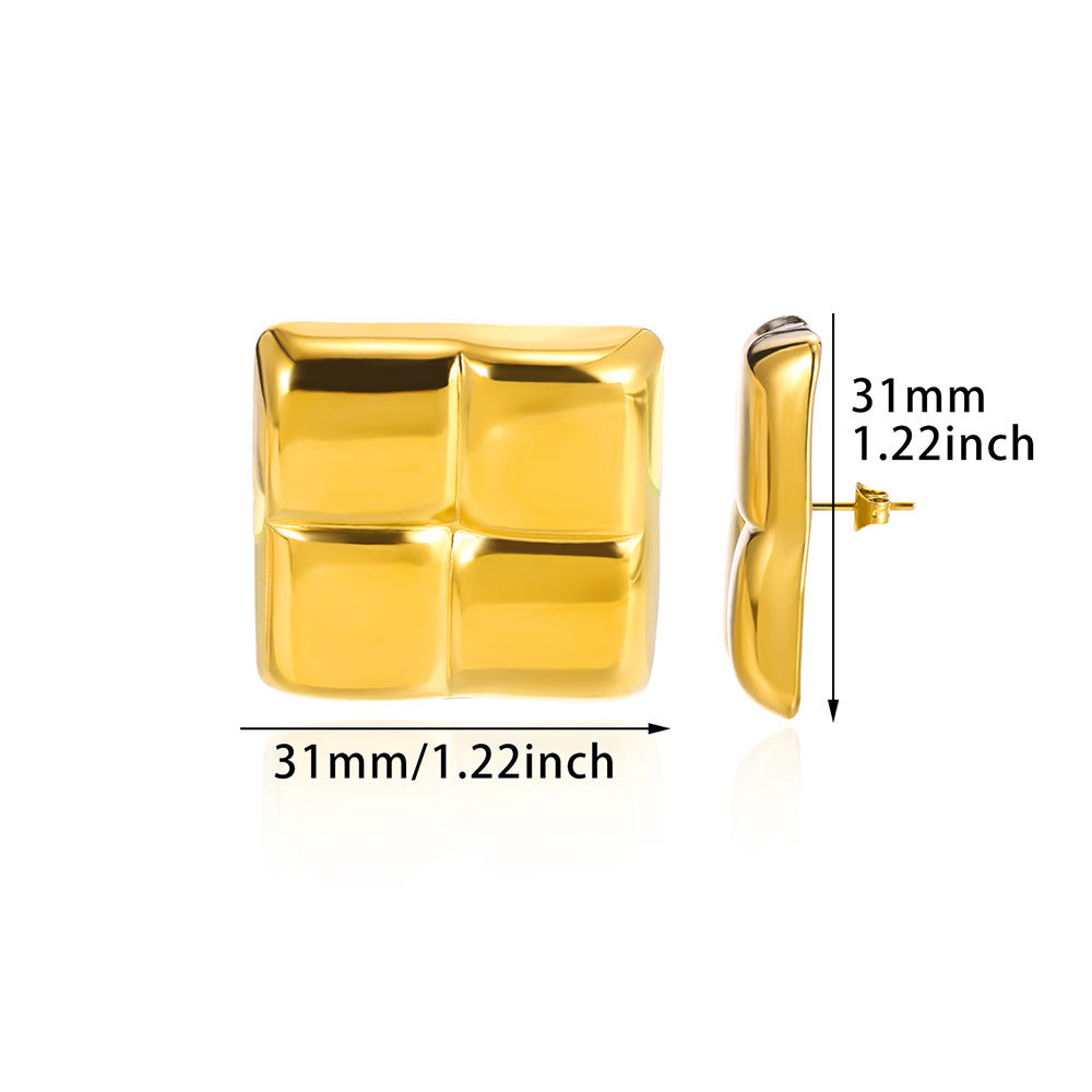 Geometry Pattern Stainless Steel Gold-plated Personality Earrings