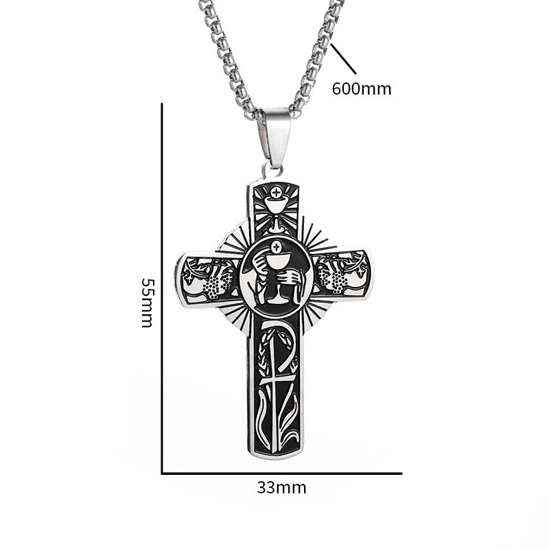 Women's & Men's Holy Body Halo Grape Juice Cross Stainless Steel Spirit Church Necklaces