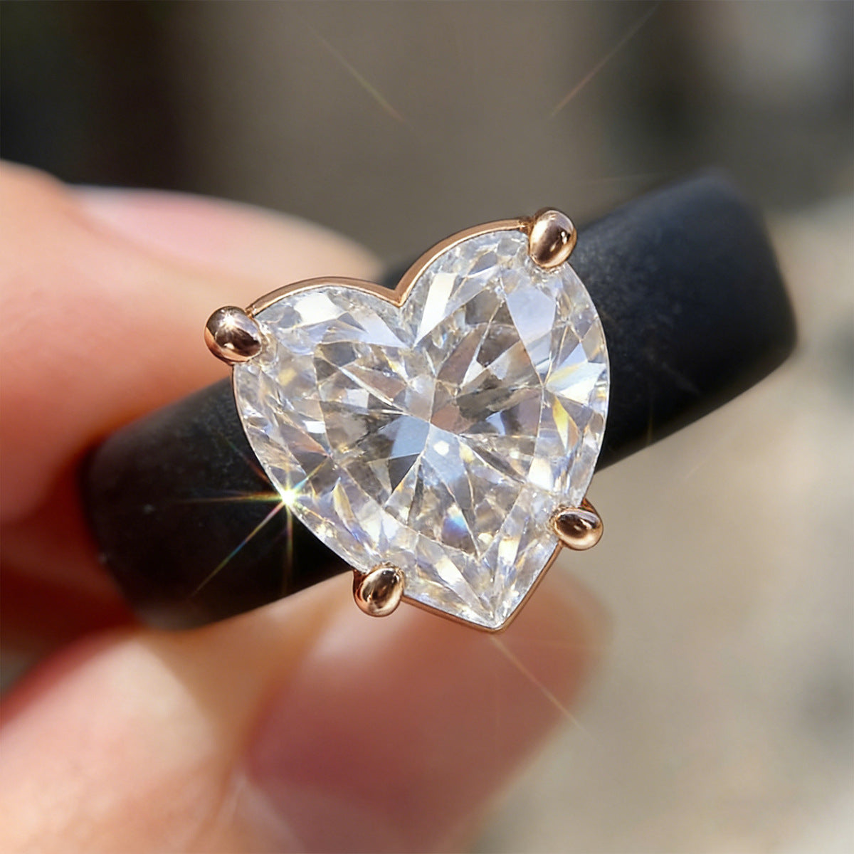 Light Luxury Square Zircon Silica Gel Twin Niche Ring