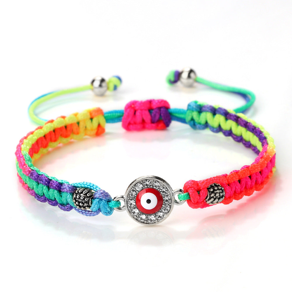 Women's & Men's Red Rope Safety Lock Devil's Eye Diamond Woven Hand Bracelet