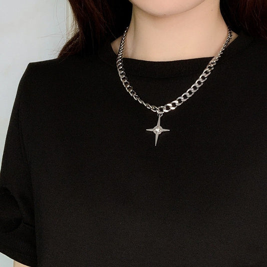 Fashion Titanium Steel Sweet Hot Cross Necklace