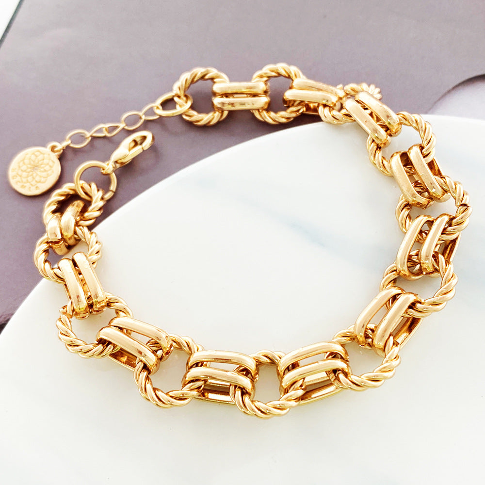 Women's & Men's Fashion Exquisite Double Buckle Metal Thick Bracelet
