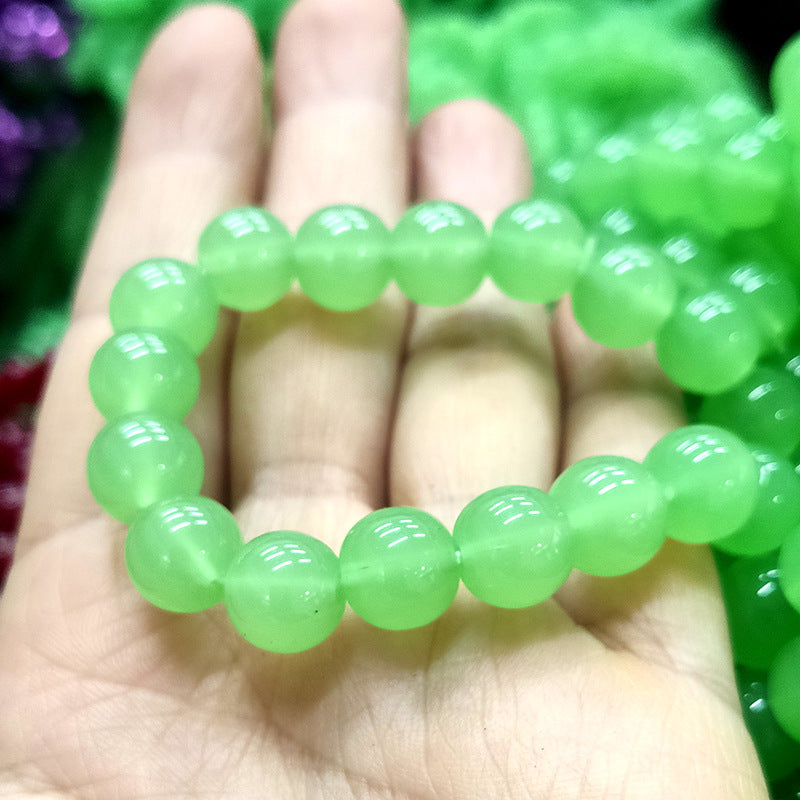 Women's High Ice Green Chalcedony Round Beads Imitation Jade Light Luxury Bracelets