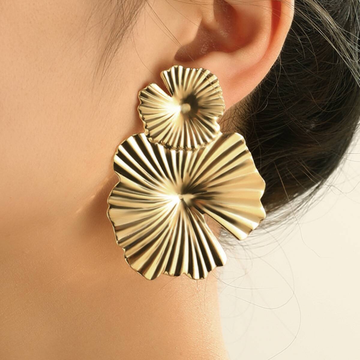 Jewelry Metal High-grade Lotus Leaf Vintage Cold Earrings