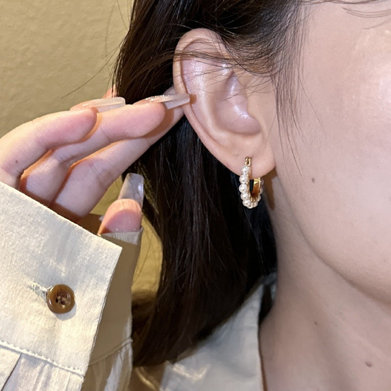 Women's Chinese Style High Sense Small Pearl Eardrop Light Luxury Earrings