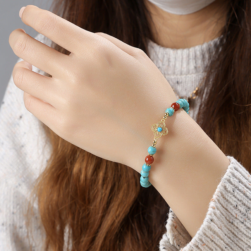 Turquoise Square Ethnic Style Wild Design Bracelet