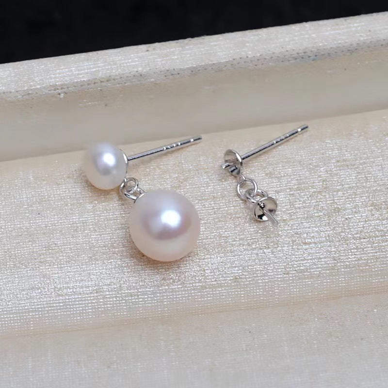 Beaded Double Beads Auricular Needle Bowl Base Stud Earrings