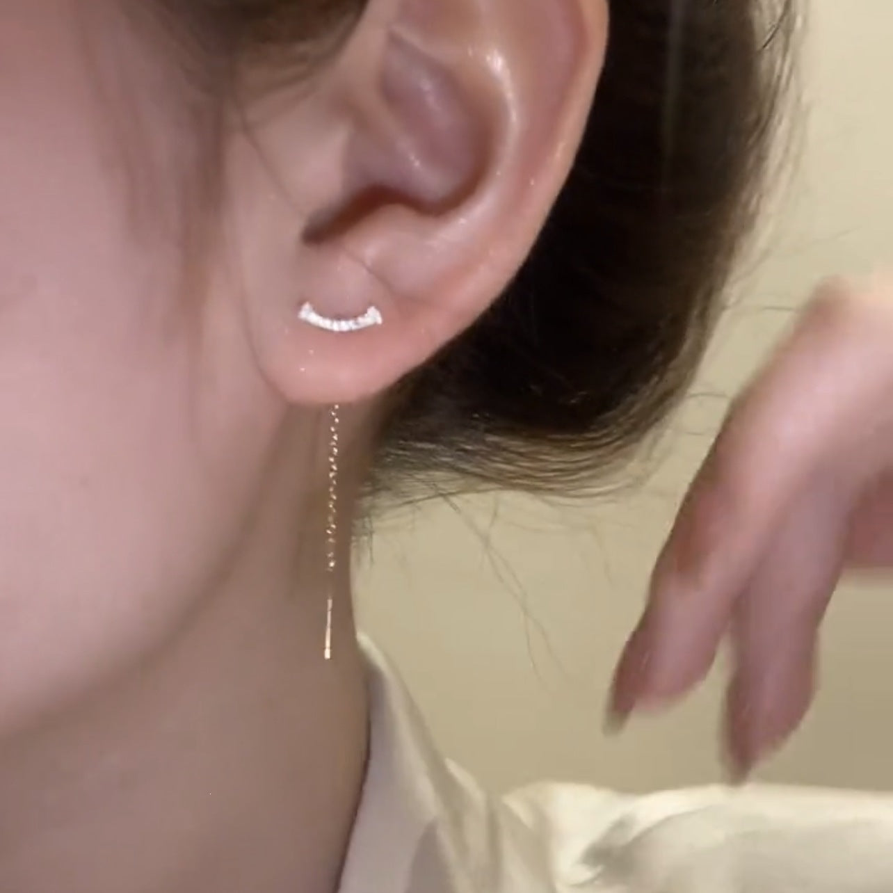 Women's High-grade Full Rhinestone Zircon Tassel Elegant Long Super Fairy Light Ear Line