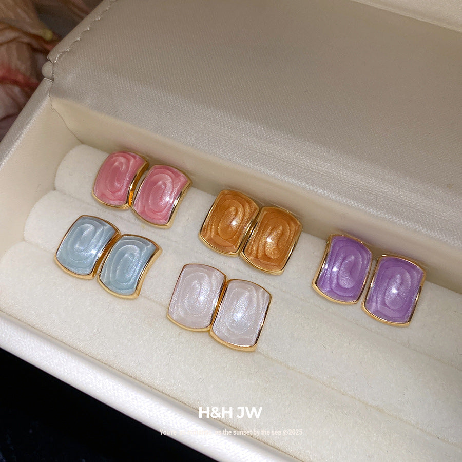 Women's Needle Drop Oil Square Retro Personality Minimalism Fashion Earrings
