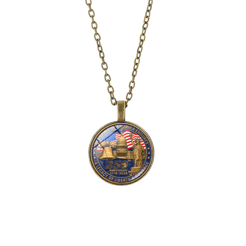 Popular Weekly Commemorative Liberty Bell National Flag Totem Necklaces
