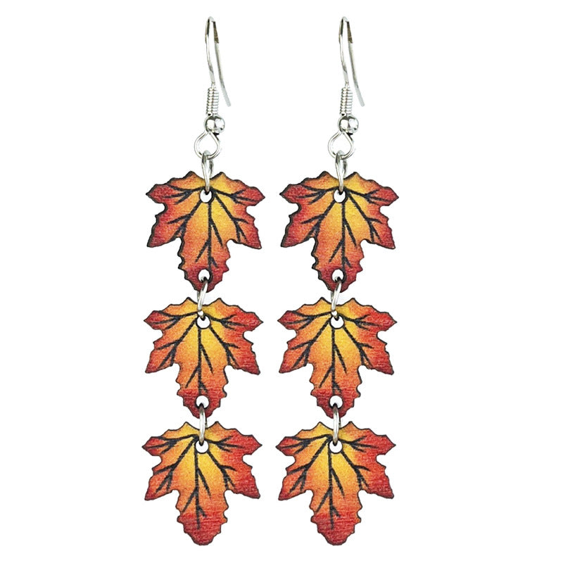 Thanksgiving Wooden Turkey Pumpkin Maple Leaf Rings