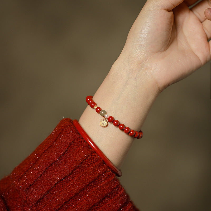 Women's Purple Gold Sand High Content Emperor Sandstone Chinese Bracelet