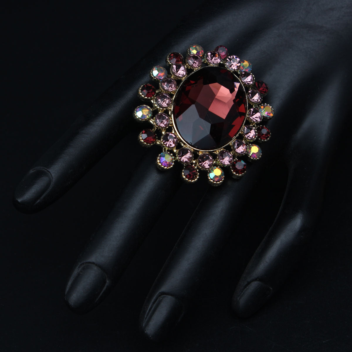 Rhinestone Open Luxury Banquet Adjustable Big Ring