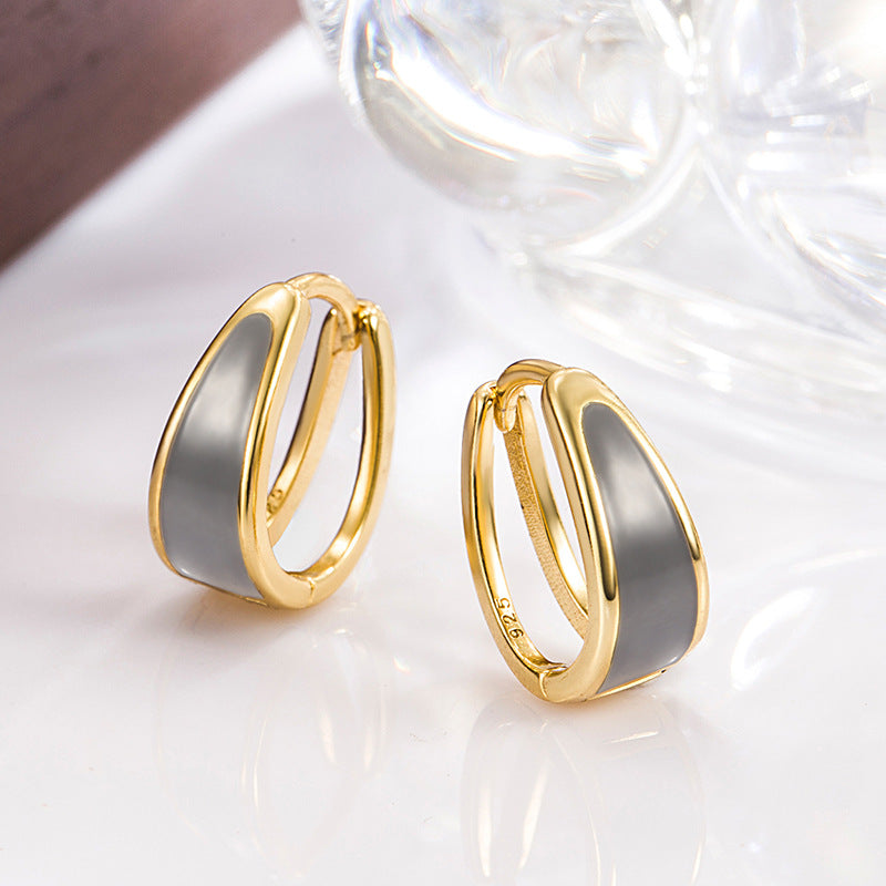 Dripping Curved Clip Circle French Style Ear Buckle