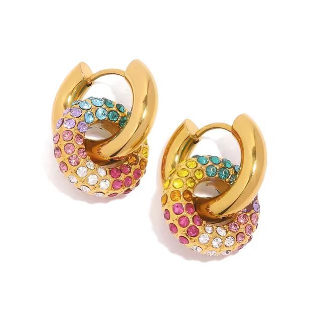 Women's French Retro Simple Gold Stainless Steel Full Earrings