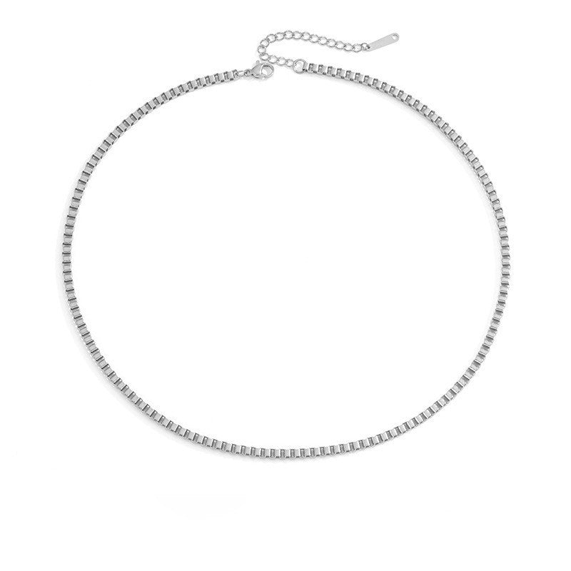 Single Chain Box Melon Seeds Side Hammer Round Snake Bone Necklaces