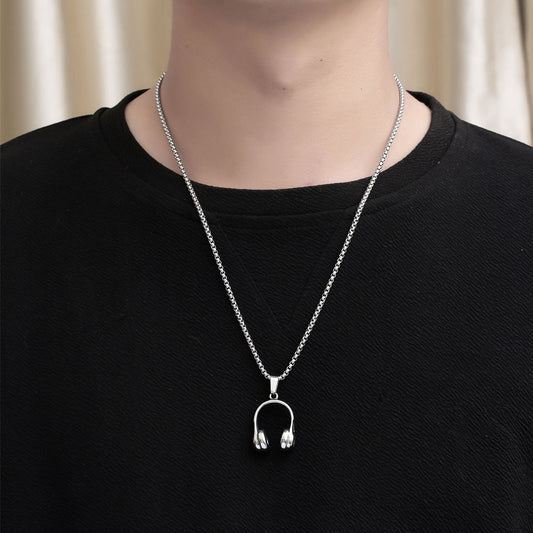 Men's Ornament Fashion Simple Music Headset Titanium Pendants