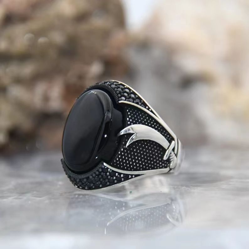 Unique Classic Personality Retro Man's Black Rings