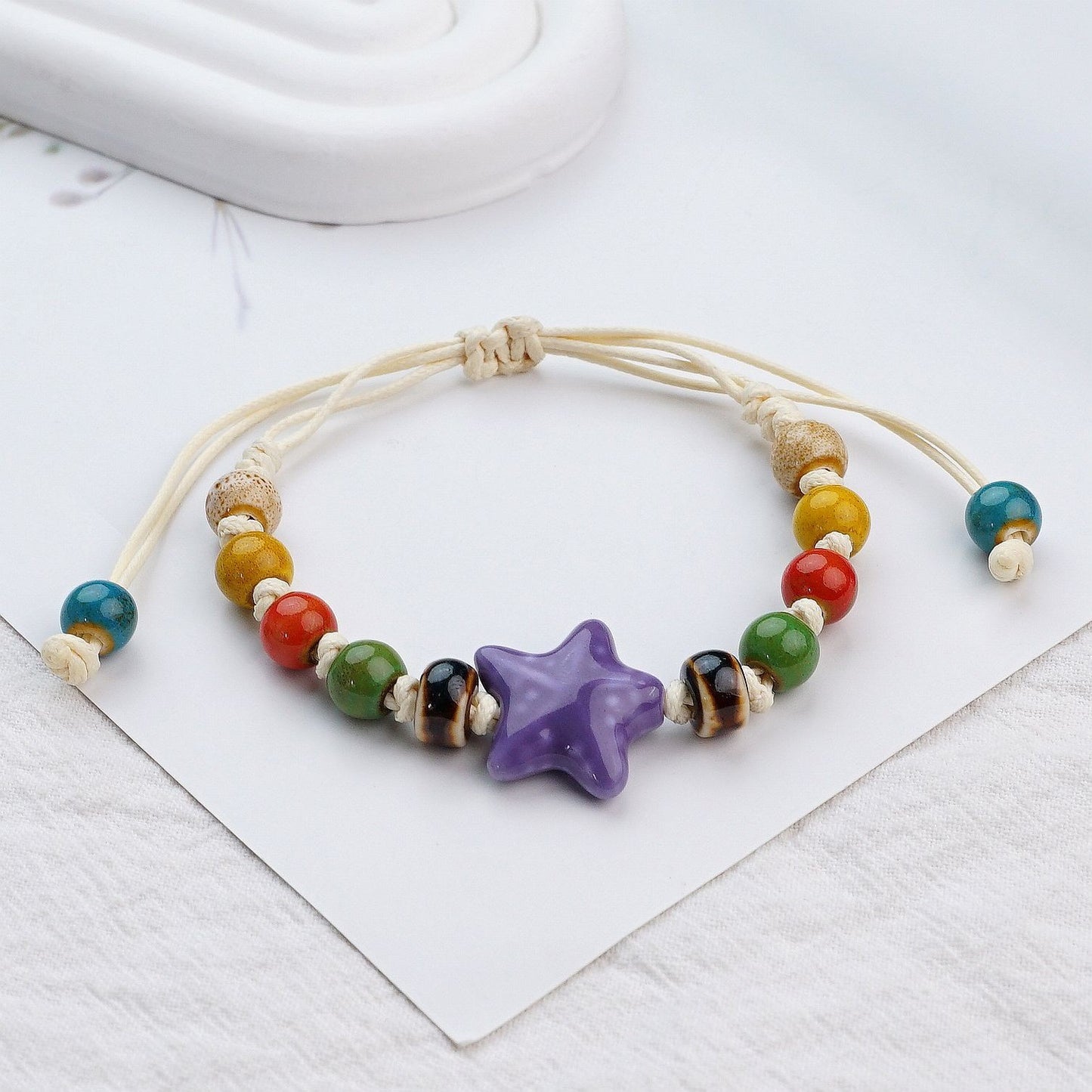 Style Ceramic Chinese Woven Beads Girlfriends Mori Carrying Strap Bracelet