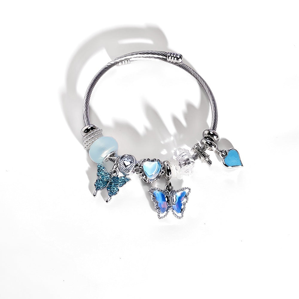 String Beads Love Butterfly Alloy Stainless Steel Bracelets