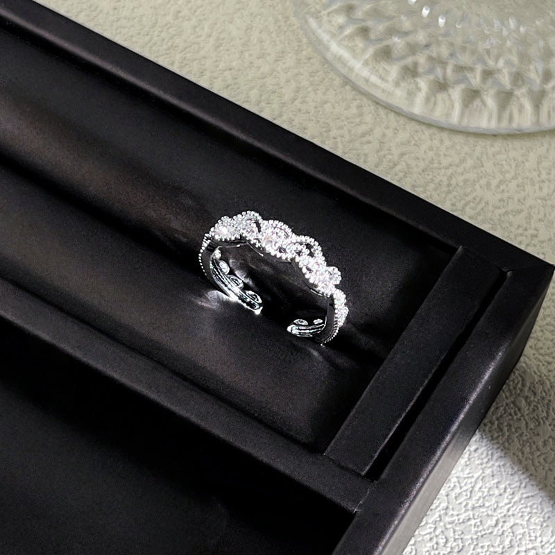 Sweet Style Niche Design Butterfly Flower Female Lace Hollow Out Ring
