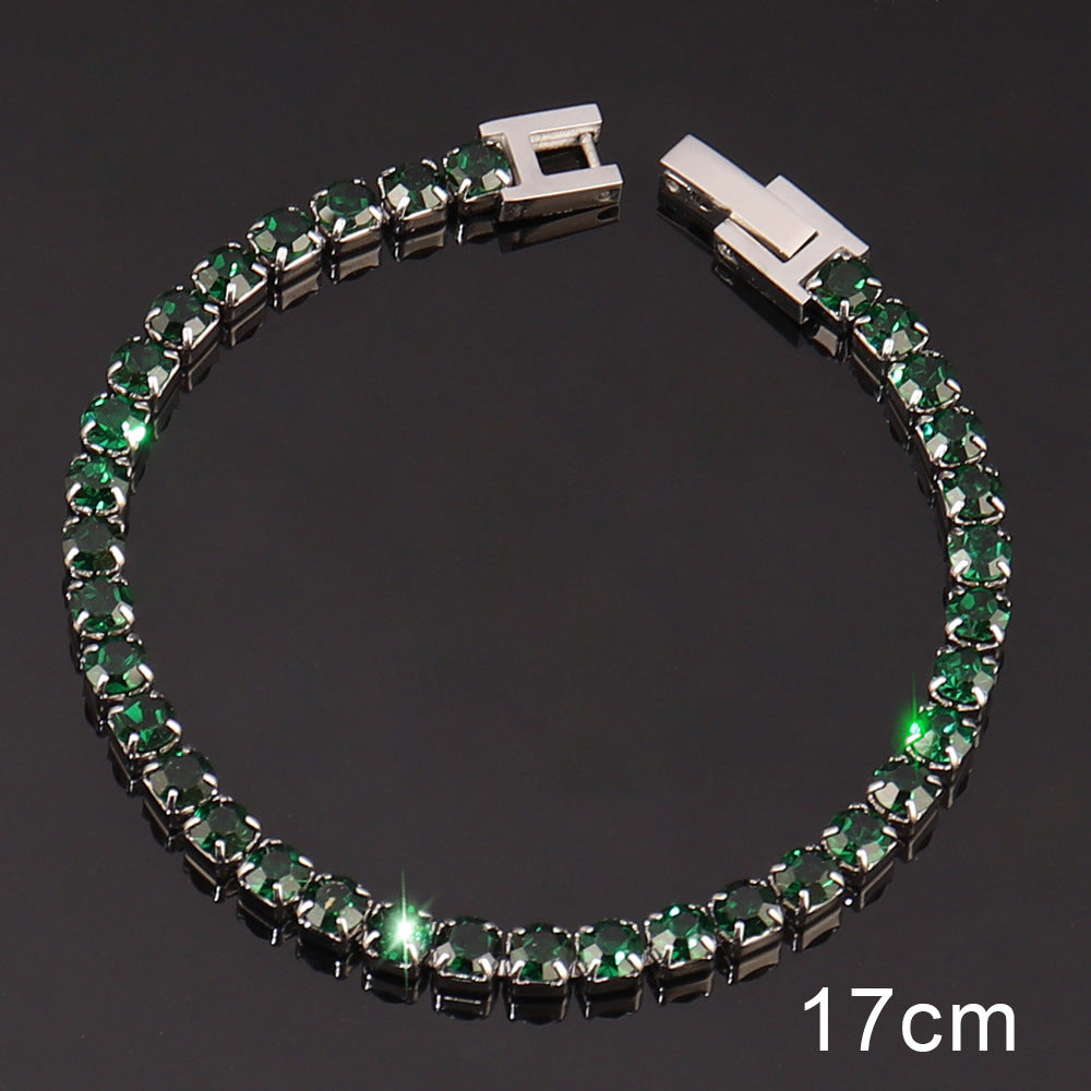 Women's Stainless Steel Zircon Tennis Simple Color Bracelet