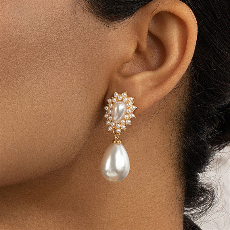 French Style Vintage Pearl Baroque Water Drop Ear Stylish Simple Stud Earrings