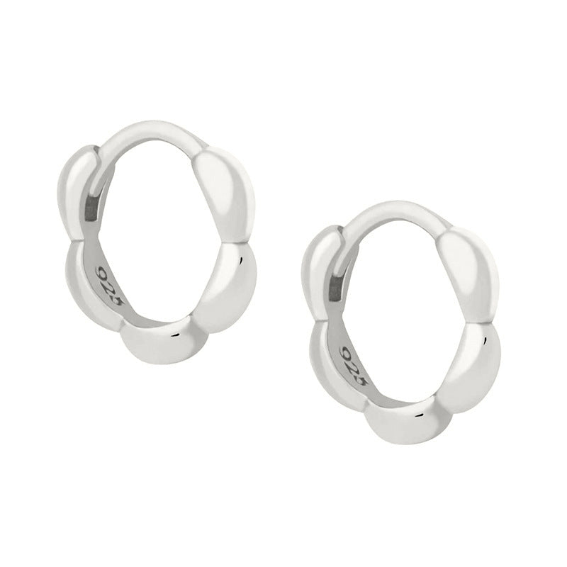Sier Needle Light Luxury Geometric Inlaid Zircon Ear Simple Fashion Earrings