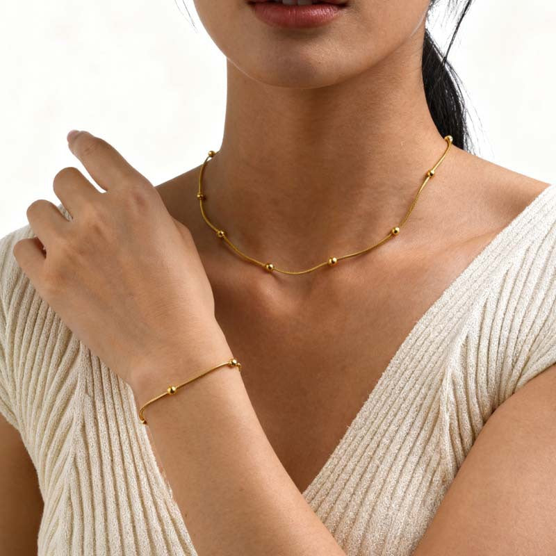 Women's Bean Round Beads Snake Bones Chain Light Luxury High-grade Design Necklace