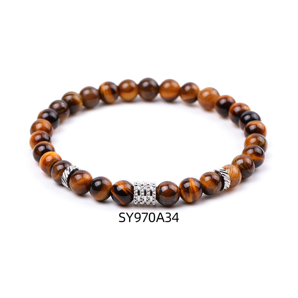 Stainless Steel Frosted Indian Agate Tigereye Striped Bracelets