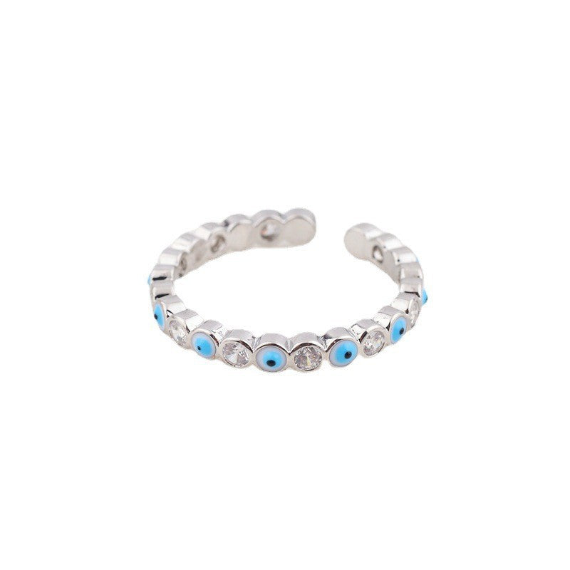Eye Brass Open Zircon Diamond Adjustable Fashion Ring