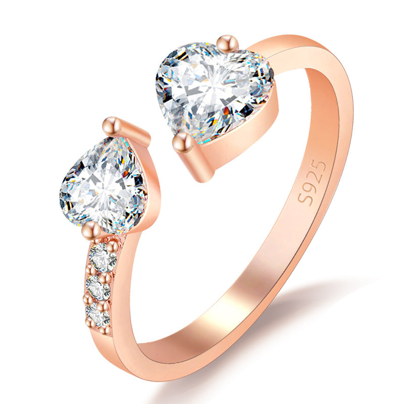 Women's Style Affordable Luxury Fashion Loose Mouth Full Diamond Open Love Ring