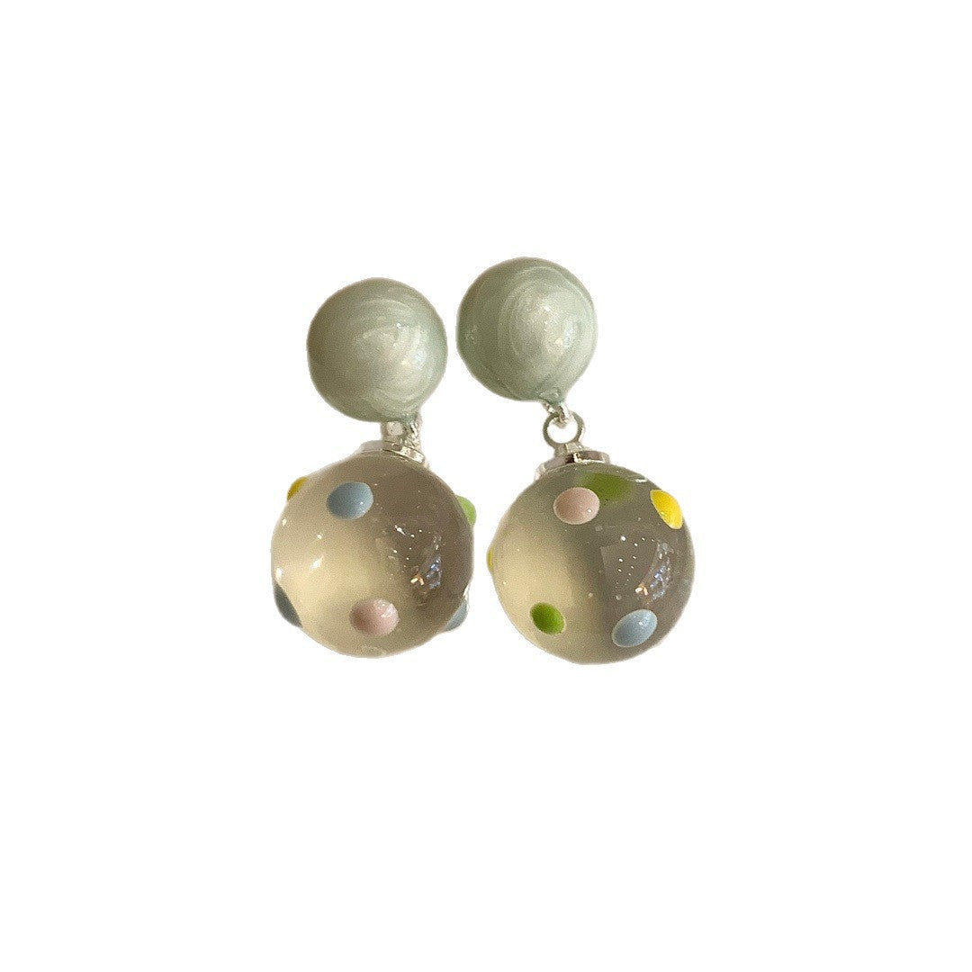Transparent Polka Dot Tassel Vacation Female Sier Earrings