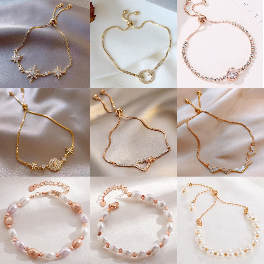 Women's Diamond Heart Retro Fashion Pearl Girlfriend Bracelets