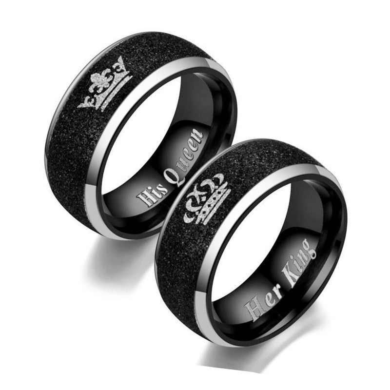 Graceful Crown Queen Couple Pair Style Rings