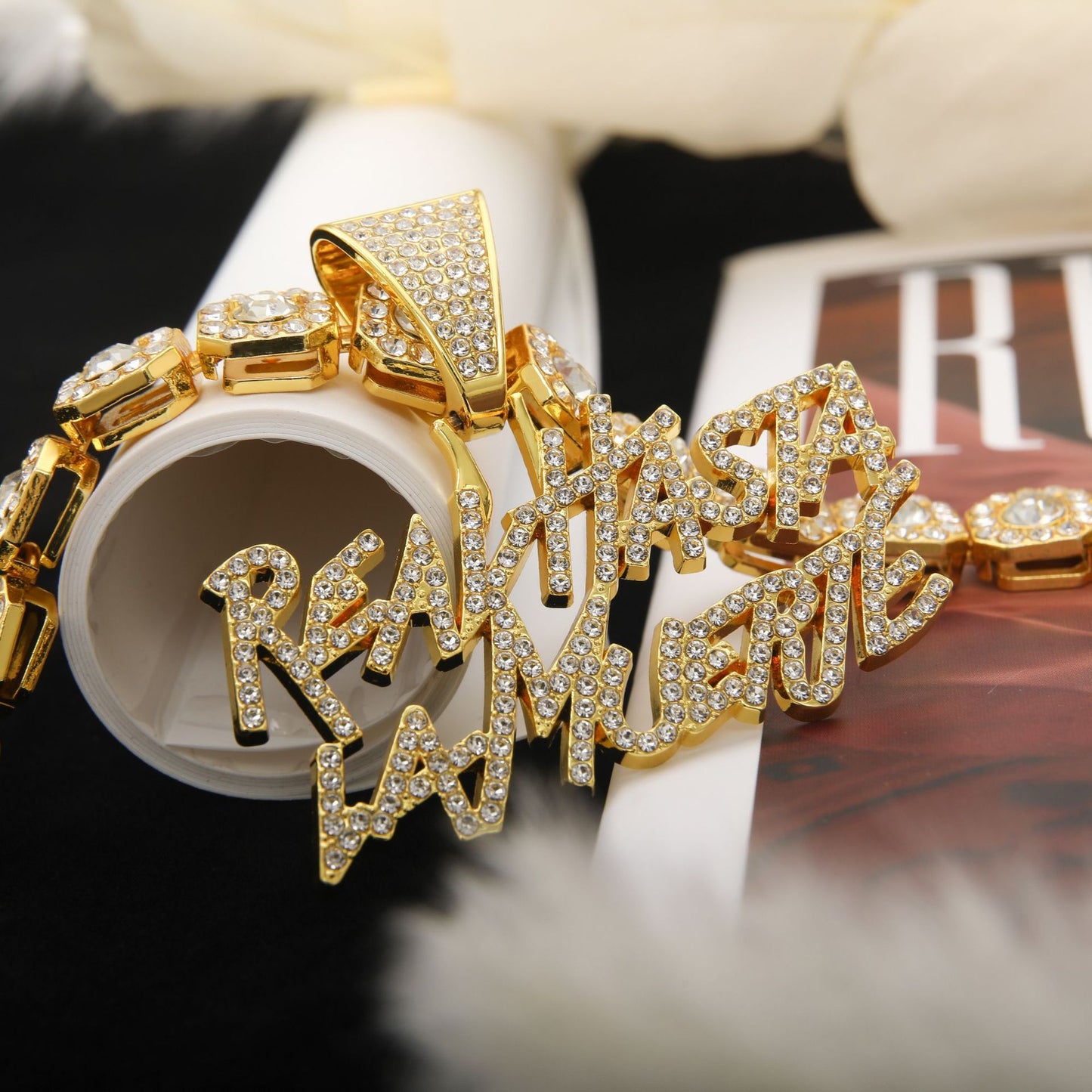 Hip Hop Trend Letter Full Diamond Cuban Link Necklaces